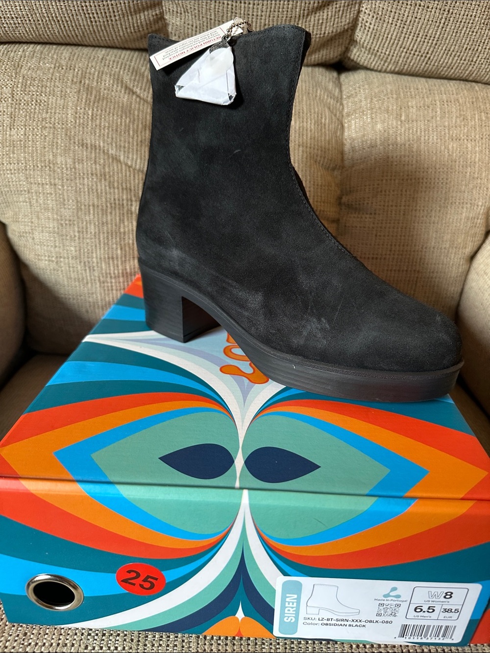Classic Black Suede Ankle Boot with Block Heel